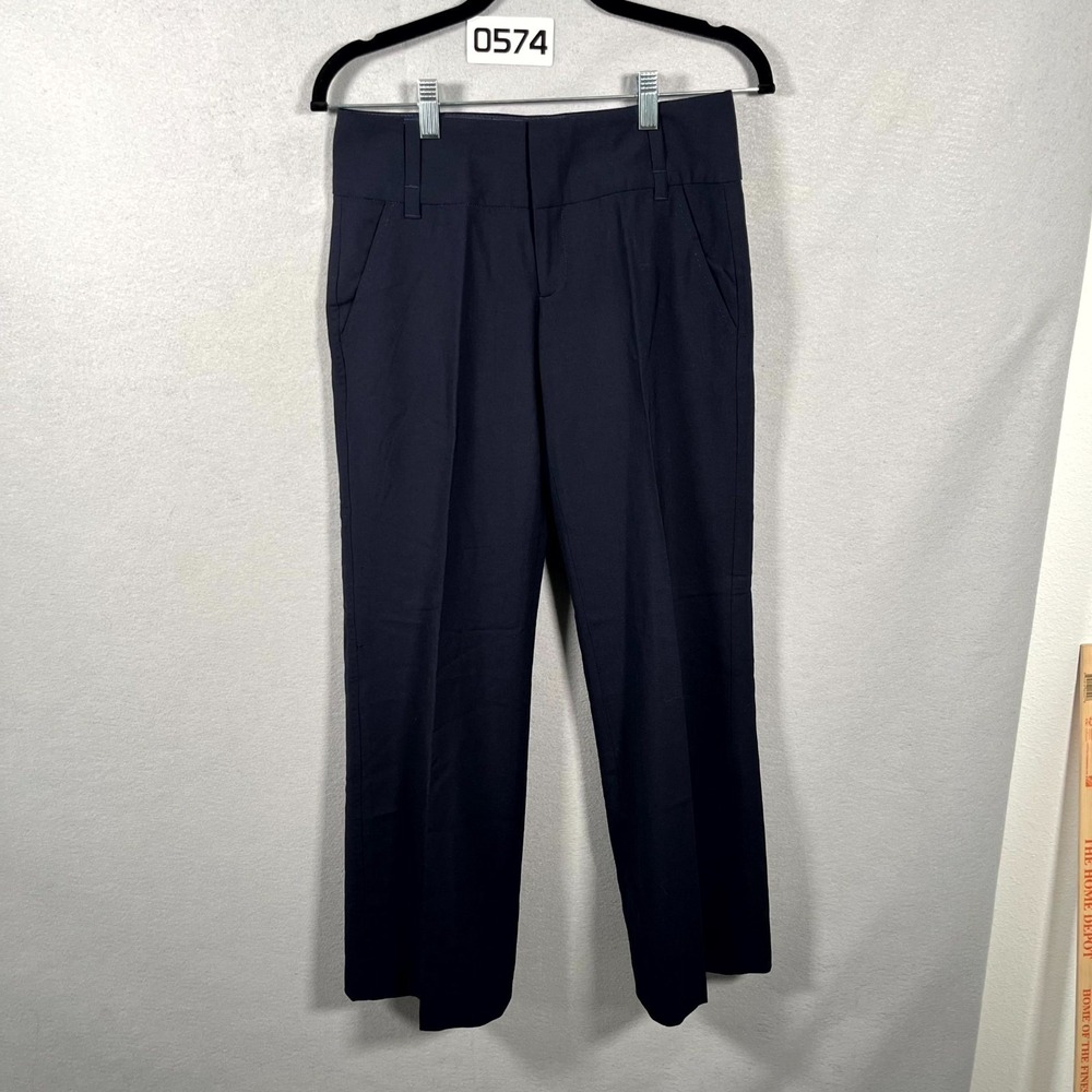 Banana Republic Martin Dress Pants Womens 0 Navy Blue Wool Stretch Business